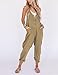 Yeokou Womens Overalls Linen Cotton Jumpsuits Loose Casual Jumpers with Pockets(DarkKhaki-L)