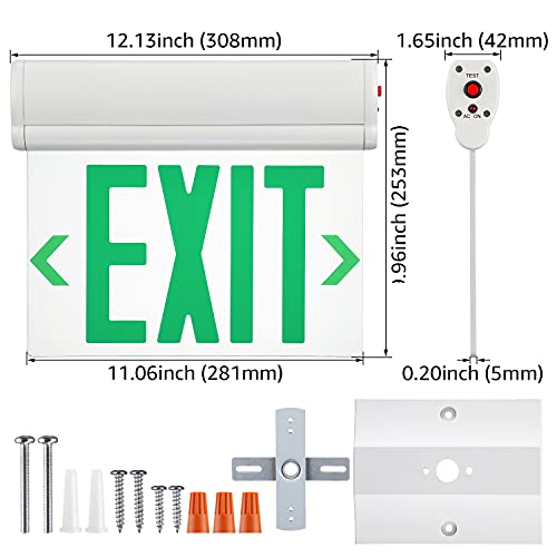 LEONLITE Green Emergency Exit Sign, UL 924, LED Edge Lit Exit Sign, Hardwired Exit Lights with Battery Backup, Double Sided, Rotating Acrylic Clear Panel, Top/Side/Wall Mount, AC 120/277V, Pack of 6 by LEONLITE - Image 6