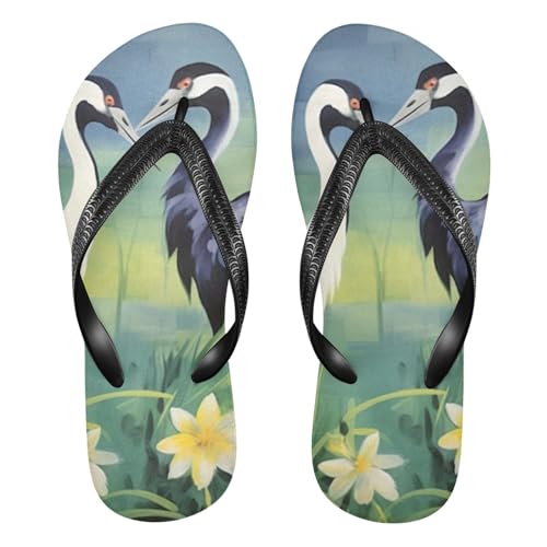 Bird Flowers Crane Flip Flop Beach Summer Casual Sandal for Women & Men Shower Shoes 20854512