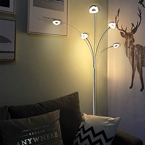 Rotatable LED Floor Lamps 3000k Warm White , 5*4W Modern Dimmable Reading Standing Lamp, Eye Protection Standard Pole Light with Crystal LED Beads, Floor Light for Living Room, Bedroom, Bedside,Office