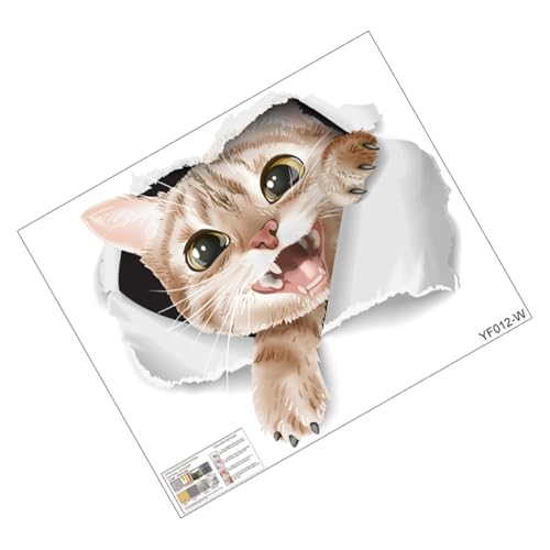 POPETPOP かわいい猫トイレ用ウォールステッカー 自粘着式で簡単貼付 素材 耐久性あり はがしても跡残らず 壁や便器を傷けない おしゃれなバ
