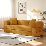 Trygoal 3-in-1 Queen Convertible Sofa Bed, Boneless Sleeper Couch, Yellow