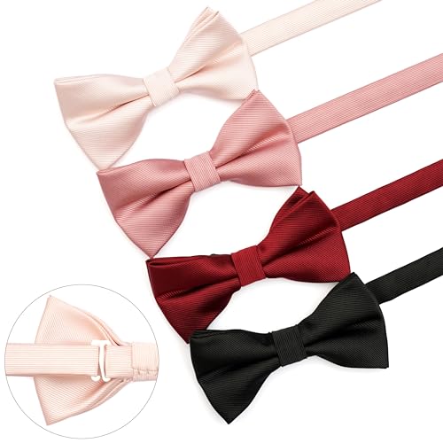 Image of Pre-Tied Adjustable Solid Tuxedo Bow Tie for Boys and Men