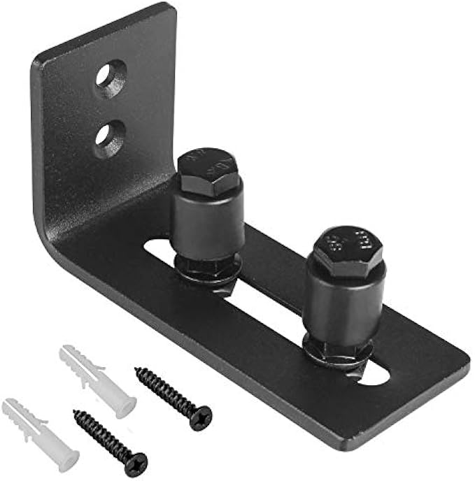 CBTONE Sliding Barn Door Floor Guide Roller Wall Mount Adjustable Bottom Guide for Barn Door with Mount Screws, Black