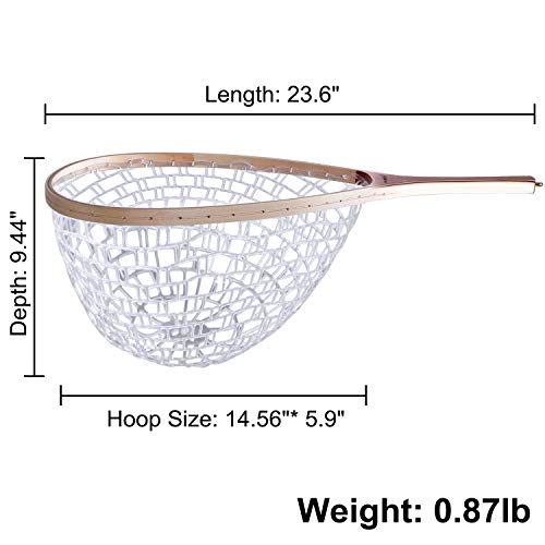 Plusinno Fly Fishing Net, Wooden Frame Fishing Landing Net With Magnetic Release, Soft Rubber Mesh Net For Trout Bass Catch And Release, Magnetic Fly Fishing Gear #TOP5