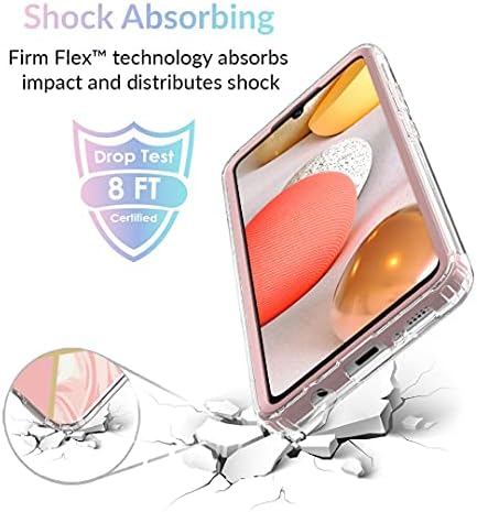 Jeylly Case Designed for Samsung Galaxy A42 5G 6.6 inch, Dual-Layer Soft Silicone Marble Stylish Matte Finish Women Girls Phone Case, Anti Slip Scratch Resistant Cover for Galaxy A42 5G, Rose Gold