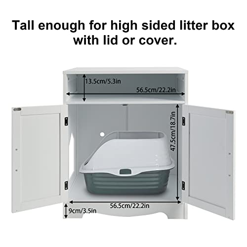 HOME BI Cat Litter Box Enclosure, Cat Litter Box Furniture Hidden, Cat Washroom Storage Bench, Pet Crate Furniture, Modern Wooden Cat Litter Cabinet, Cat Home, Kitty Hideaway, White - Thumbnail 6
