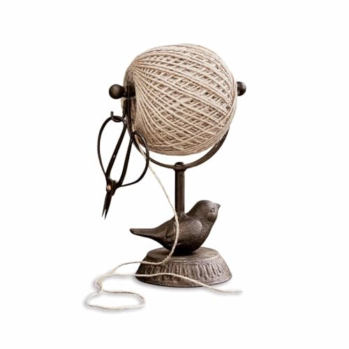 Loberon Schnurhalter Ortolan - Deko Aufbewahrung Für Kordel & Schnur - Mit Schere & Hanf-Schnur - Ideal Für Garten & Home Office braun