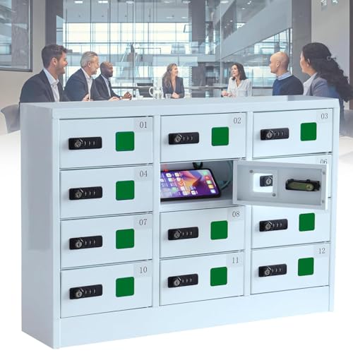 Mobile Phone Charging Cabinet,Phone Charging Locker,12-Slot Rechargeable Cellphone Locker,Lockable Charging Cabinet,For Office Classroom Conference Rooms