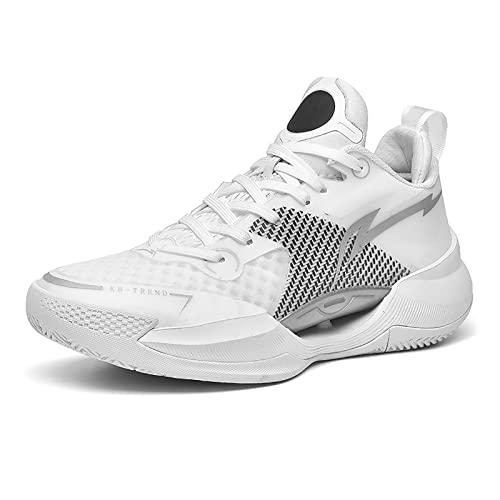 Cjsporx Men's Basketball Shoes Fahion Breathable Sneakers Non Slip Running Sports Shoes White Size 9.5 #TOP6