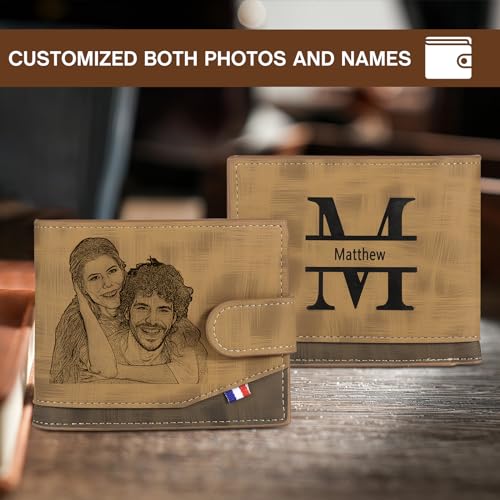 Personalized Mens Wallet - Customized Gifts for Husband Boyfriend Dad Son - Custom Photo and Name Wallet Gift Sets for Men4