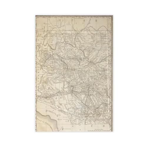 Poster sur toile carte de l'Arizona idée cadeau originale pour bureau