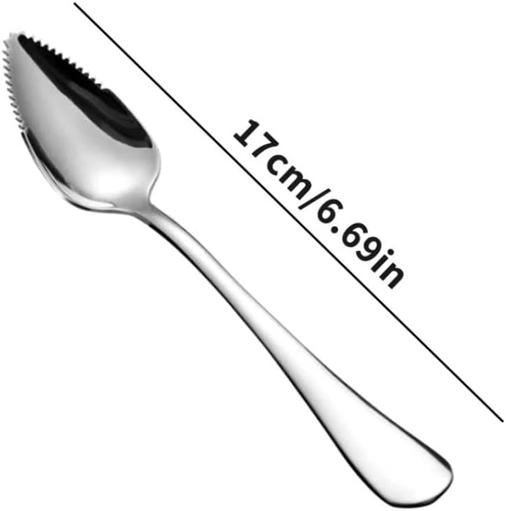 Grapefruit Spoons Silver Stainless Steel Half Serrated Fruit Dessert Cutter Spoons 2PCS