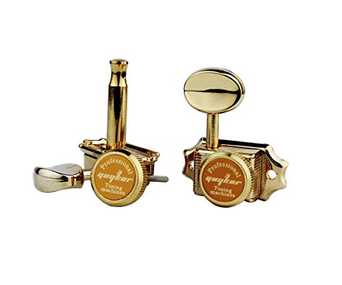 Guyker Guitar Locking Tuners (3L + 3R Handed) – Vintage Deluxe Lock String Tuning Key Pegs Machine Heads Replacement Parts For St Tl Style Electric, Folk Or Acoustic Guitars – Gold #TOP3