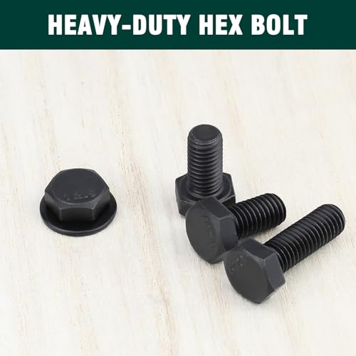 Image of M12-1.75 x 60mm Hex Bolts, 12.9 Grade Alloy Steel, Black Oxide Finish, Full Thread, Coarse Thread UNC, Hexagon Head Bolts 8 PCS