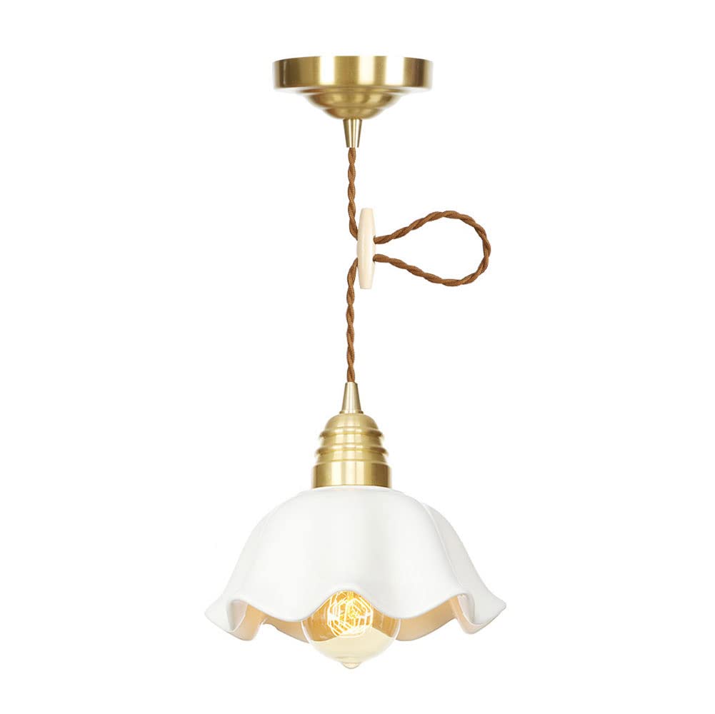 FYZDLAOR Brass+Ceramic Pendant Light, Modern Pendant Light with Adjustable Height,for Living Room Bedroom Restaurant Cafe Teahouse Bar Dining Room Club（E27）