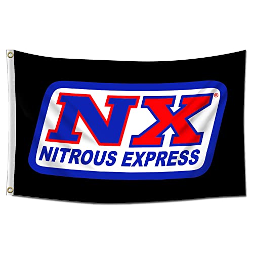 ENMOON NX Nitrous Racing Car Flag Tapestry Express Banner (3x5ft/150 * 90cm,Vivid Color,150D Polyester) For Garage Racer Outdoor Decor