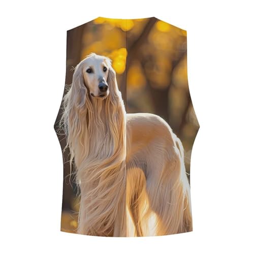 Afghan Hound With Long Hair Novelty Men's Suit Vest Casual Formal