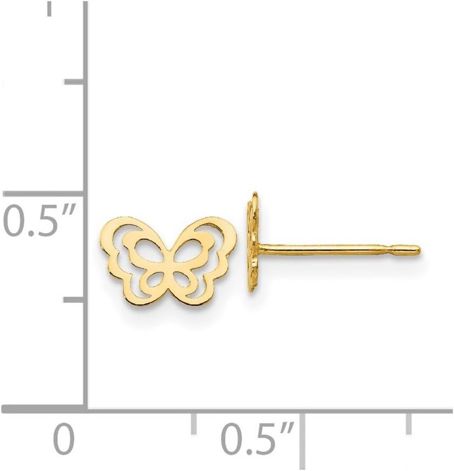 14k Yellow Gold Polished Butterfly Angel Wings Post Earrings 6x8mm Wide Stud Earring - Image 2
