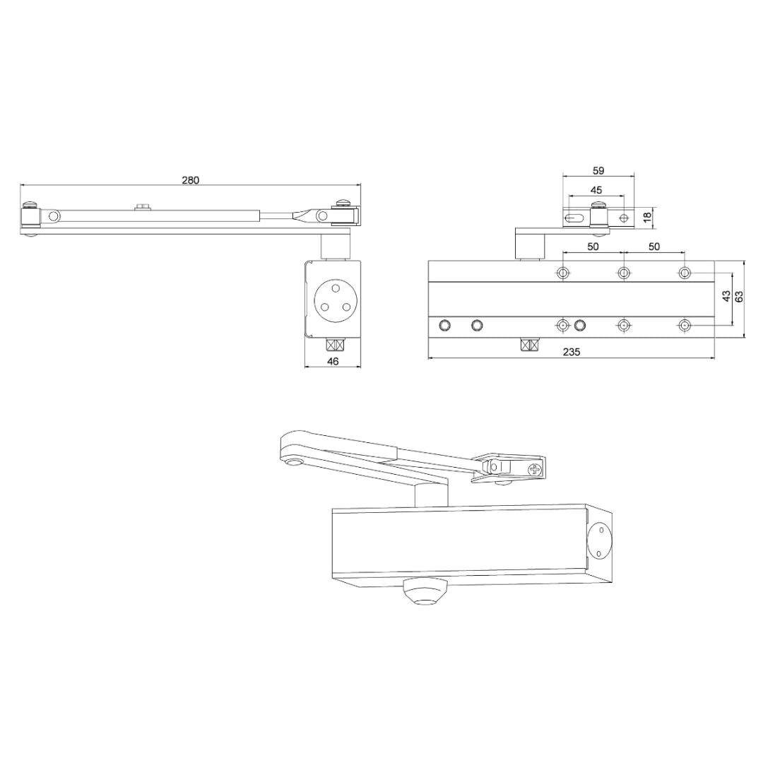 Door Closer for Doors LINCE Force 2-3-4-5 for 20-100 Kilos (44-220 pounds) White,Certified to UNE-EN1154 Standard - Image 4