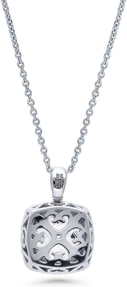 BERRICLE Sterling Silver Pendant Necklace for Women, Cubic Zirconia CZ - Cushion, Pear, Princess, Round Cut - Art Deco Halo Styles - Image 3