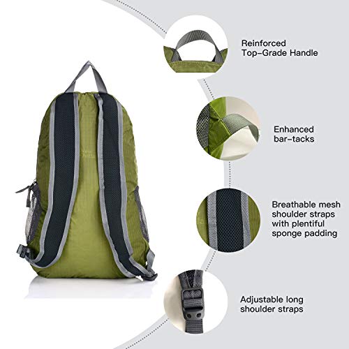 Outlander Packable Handy Lightweight Travel Hiking Backpack Daypack-Green-L #TOP3
