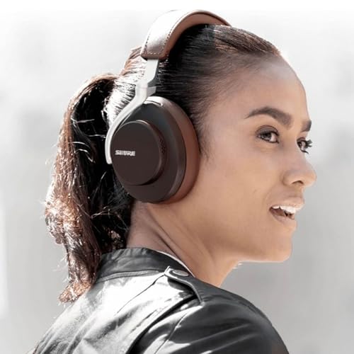 Image of Shure AONIC 50 Wireless Noise Cancelling Headphones, Premium Studio-Quality Sound, Bluetooth 5 Wireless Technology, Comfort Fit Over Ear, 20 Hours Battery Life, Fingertip Controls - Brown