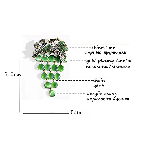 Broche raisin vert œil de chat accessoire costume corsage fruit - 3