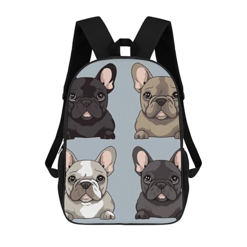 DJUETRUI Zaino da viaggio leggero per uomo e donna con bulldog francese, zaino da trasporto per laptop da 43,2 cm, bulldog francese, bulldog francese, 17', Bulldog francese, 17inch