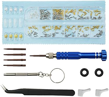 The YUNT Eyeglass Repair Kit - Upgraded Eyeglass Screws (Gold and Silver), Eyeglass Nose Pads, Precision Eyeglass Screwdriver Set for Easier Repair