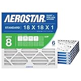 Aerostar 18x18x1 MERV 8 Air Filter, 6 Count, ACTUAL SIZE (17.50 x 17.50 x 0.75), HVAC, Air Conditioning & Furnace Filter Captures Dust, Lint & Pollen (MPR 600 / FPR 5), Made in USA