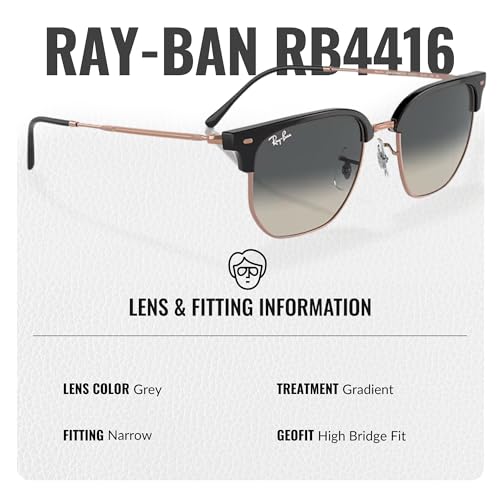Image of Ray-Ban RB4416 NEW CLUBMASTER Square-Round Shaped Sunglasses for Men & Women with Official RAYBAN Eyewear Kit