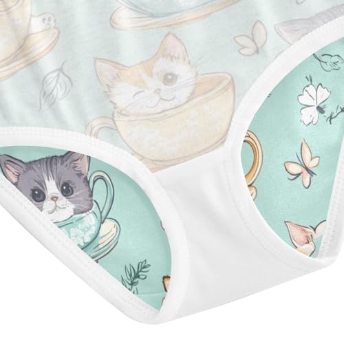 ZZKKO Teacup Pet Cute Cat Girls Underwear Toddler Panties for Girls Comfort Brief Size 2T-8Y4