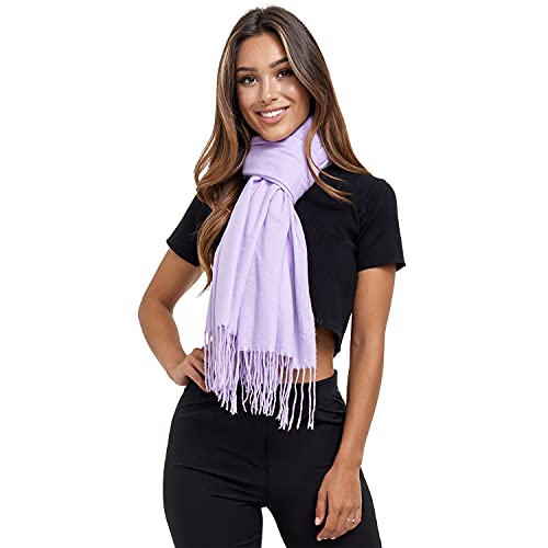Glamexx24 Schal Damen Winterschal Gefühl Langer Schal mit Fransen Baumwolle Warm Herbst Winter Unifarben Deckenschal und Tücher 200 x 74 cm