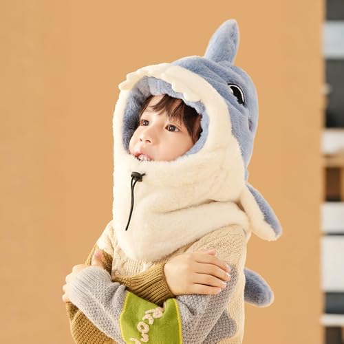 Kids Plush Winter One Piece Hat Scarf Face Mask for Girls Boys Costume, Head Cover Neck Warmer Ski Mask Balaclava4