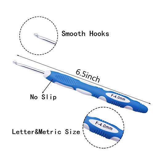 Ergonomic Crochet Hooks with Long Comfortable Handle, 30pcs Crochet Hooks Set with Case & Accessories