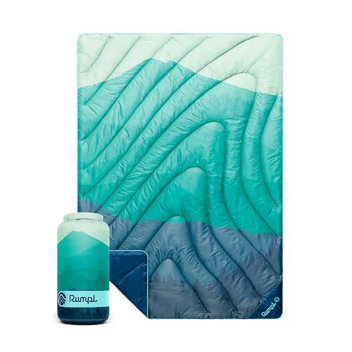 Rumpl Original Puffy Compact Throw Blanket for Camping and Outdoors Seascape Ridge Mountains