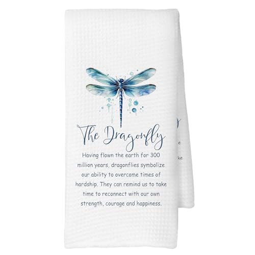 CUANFDDSF Inspirational Dragonfly Entomology Gifts Kitchen Towels, Watercolor Insect Collector Gift Illustrated Insect Decoration Tea Towels Kitchen Hand Towels 16x24 Inch for Kids Science Room Decor