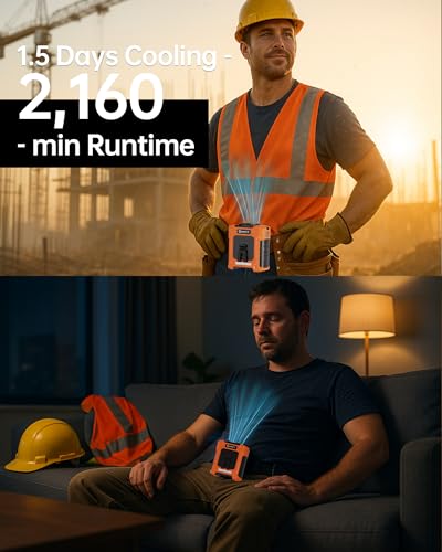 Image of Waist Fan, 10000mAh Rechargeable Belt Clip Fan, 59ft /s Airflow, 18500RPM 6-Speed, Up to 35H, 8-in-1 Hands-Free Personal Cooling with Bottom Air Intake, LED SOS Light for Camping, Travel, Jobsite