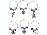 WINE GLASS (tag/marker) SEASHORE CHARMS - set of 6 (style 1)