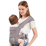 Newborn Carrier, Baby Wrap Backpack Carrier with Hip Seat & Lumbar Support, Air Mesh for 7-45lbs Baby, Infant & Toddler (Grey)