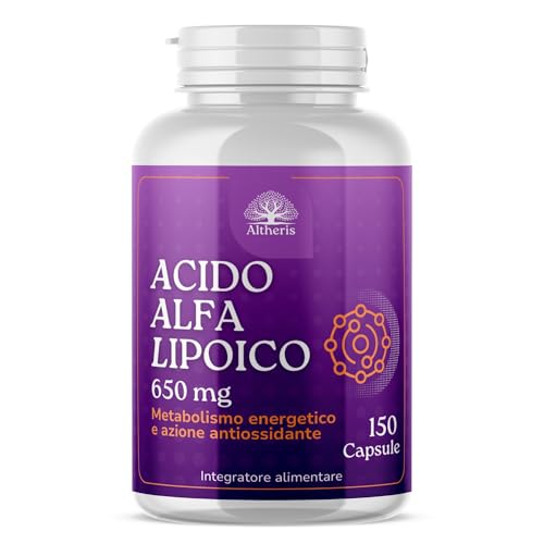 Acido Alfa Lipoico ALA 650mg 150 Capsule ad Alto Dosaggio - Metabolismo Energetico, Antiossidante...