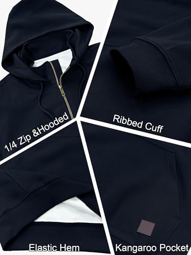 Men's Sweatshirts Cotton Pullover Hoodies Quarter-Zip Loose Fit Ultra Soft Hooded Sweatshirt With Kangaroo Pockets4