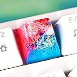 Jellyfish Artisan Keycap Blue Pink Coral Reef R1 SA Profile Custom Sea Creature Keycaps 1U ESC Handmade Gaming Sea Resin Key Cap Cherry MX Switch Compatible Mechanical Keyboard Jellyfish Lover Gift