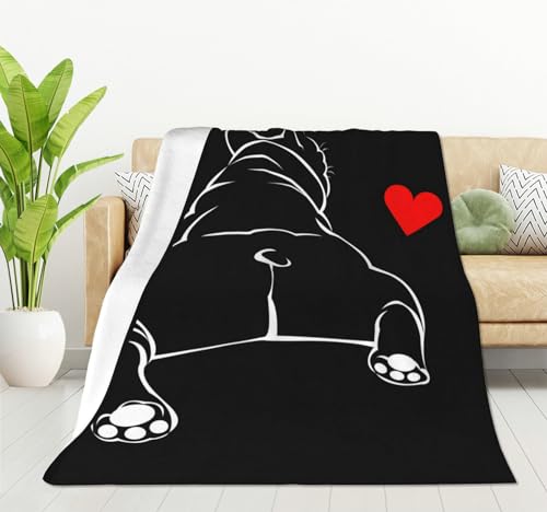 HGOD DESIGNS Coperta con bulldog per uomini e donne, morbida e calda coperta in flanella di pile, per divano, letto, soggiorno, decorazione, 100 x 130 cm