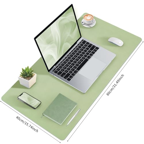 Image of Bloss Green Desk Mat, Desk Matt for Desktop, Large Leather Desk Pad, Desk Pad Mat Waterproof, Computer Mat for Office Work /Home /Decor (31.5 x 15.7 Inches)