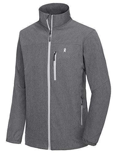 Little Donkey Andy Men's Lightweight Windbreaker, Quick-Dry Stretch Jacket for Hiking Travel Work, UV Protection Gray Size L
