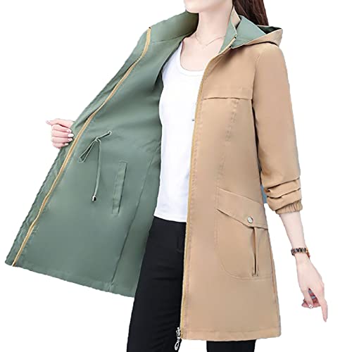 Trench à capuche pour femmes manteau léger de mi-saison pour balades en forêt