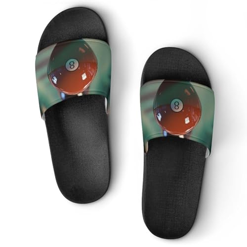 Snooker 8 Ball Symbol PVC Slippers Sandals for Women Men Open Toe Soft Cushioned Non-Slip Sandal for Indoor Outdoor