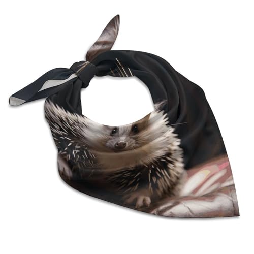 Satin Head Scarf Like Silk Hair Scarf Crown with Hedgehog Headscarf Breathable Neck Scarfs Lightweight Kerchiefs Small Square Scarves Sleeping Wraps Women Bandana 18